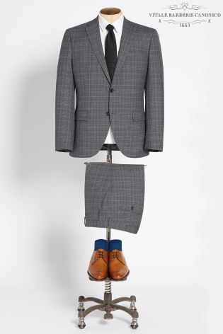 Grey Signature Check Tailored Fit: Jacket